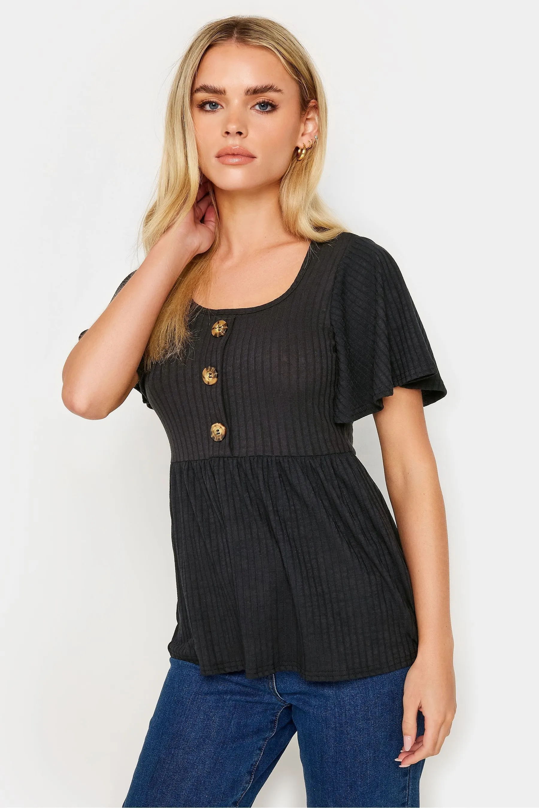 PixieGirl Petite - Top grembiule a coste con bottoni