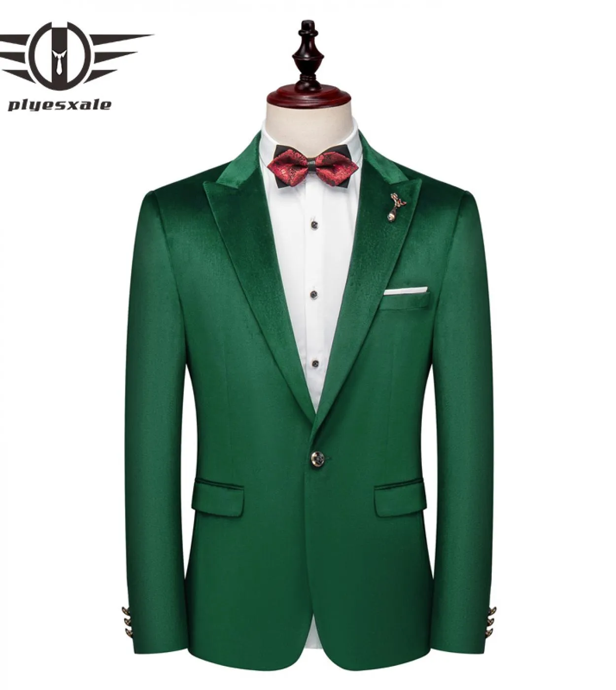 Plyesxale Blazer verde Uomo New Slim Fit Mens Blazer in velluto 5xl Blazer uomo Giacca casual Giacca da sposa per feste Q675