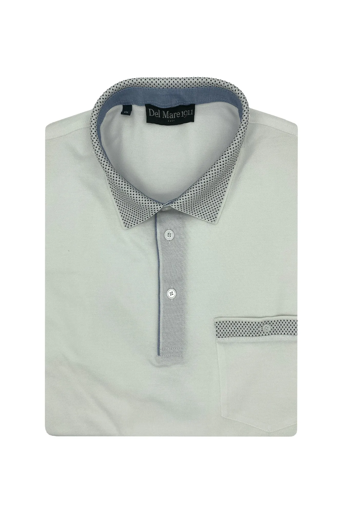 Polo piquet in filo di Scozia con colletto stile camicia