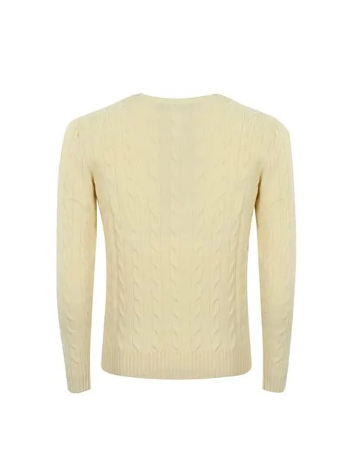 POLO RALPH LAUREN     Maglione a trecce misto cashmere crema