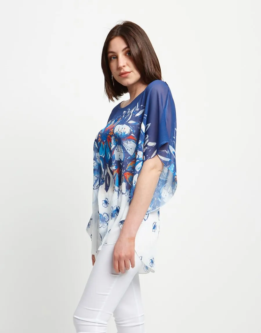 Poncho fantasia florale