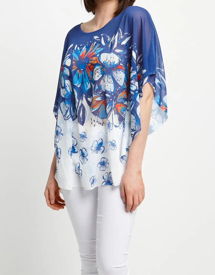 Poncho fantasia florale