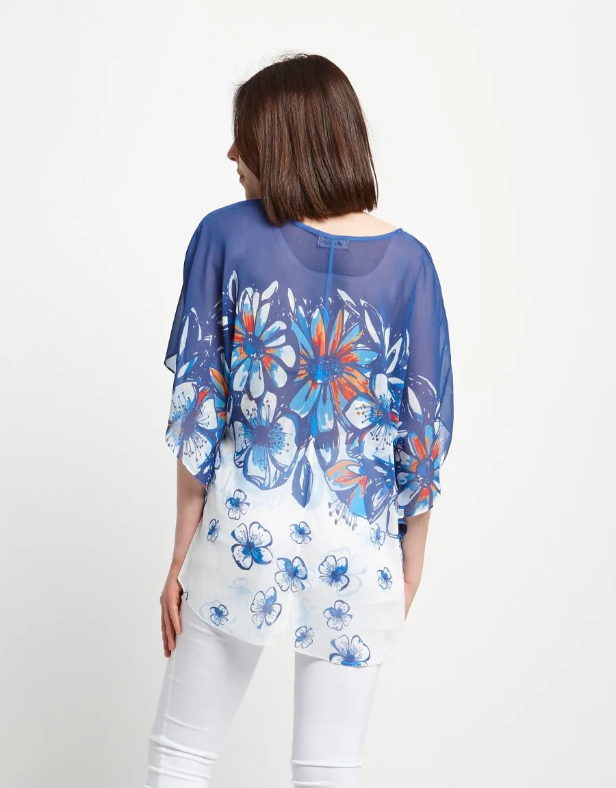 Poncho fantasia florale