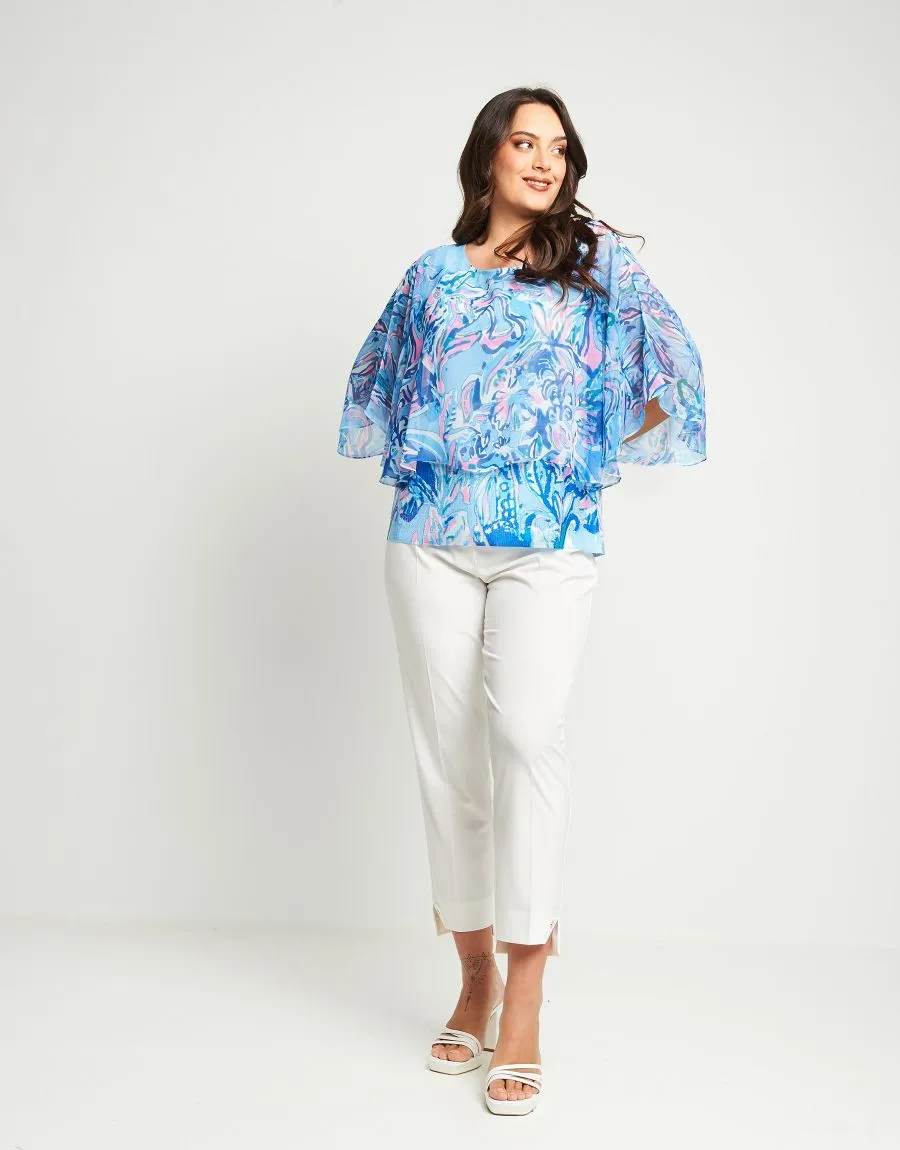 Poncho georgette fantasia con fondo in paillettes