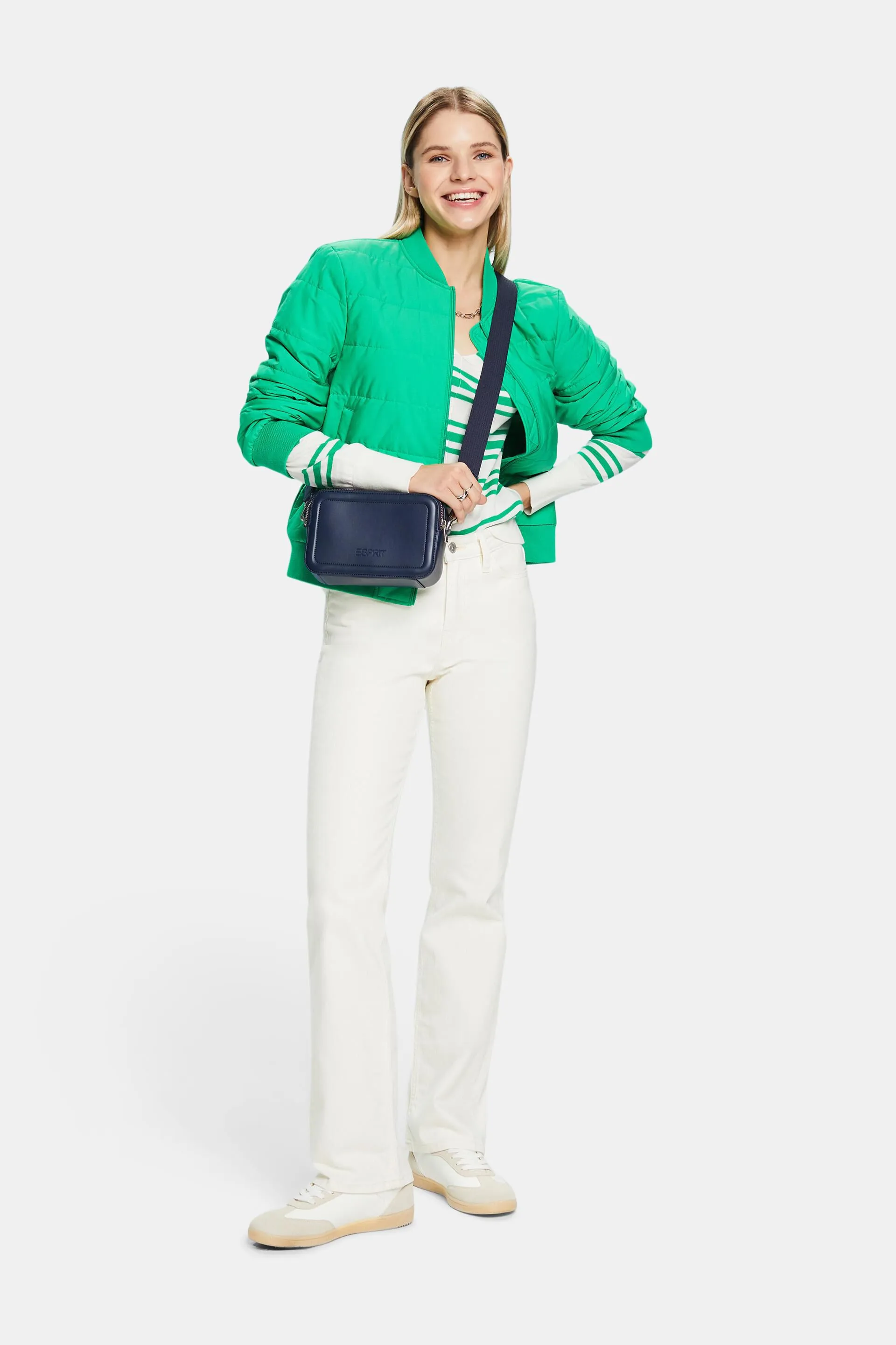 Pullover con scollo a V in cotone a righe