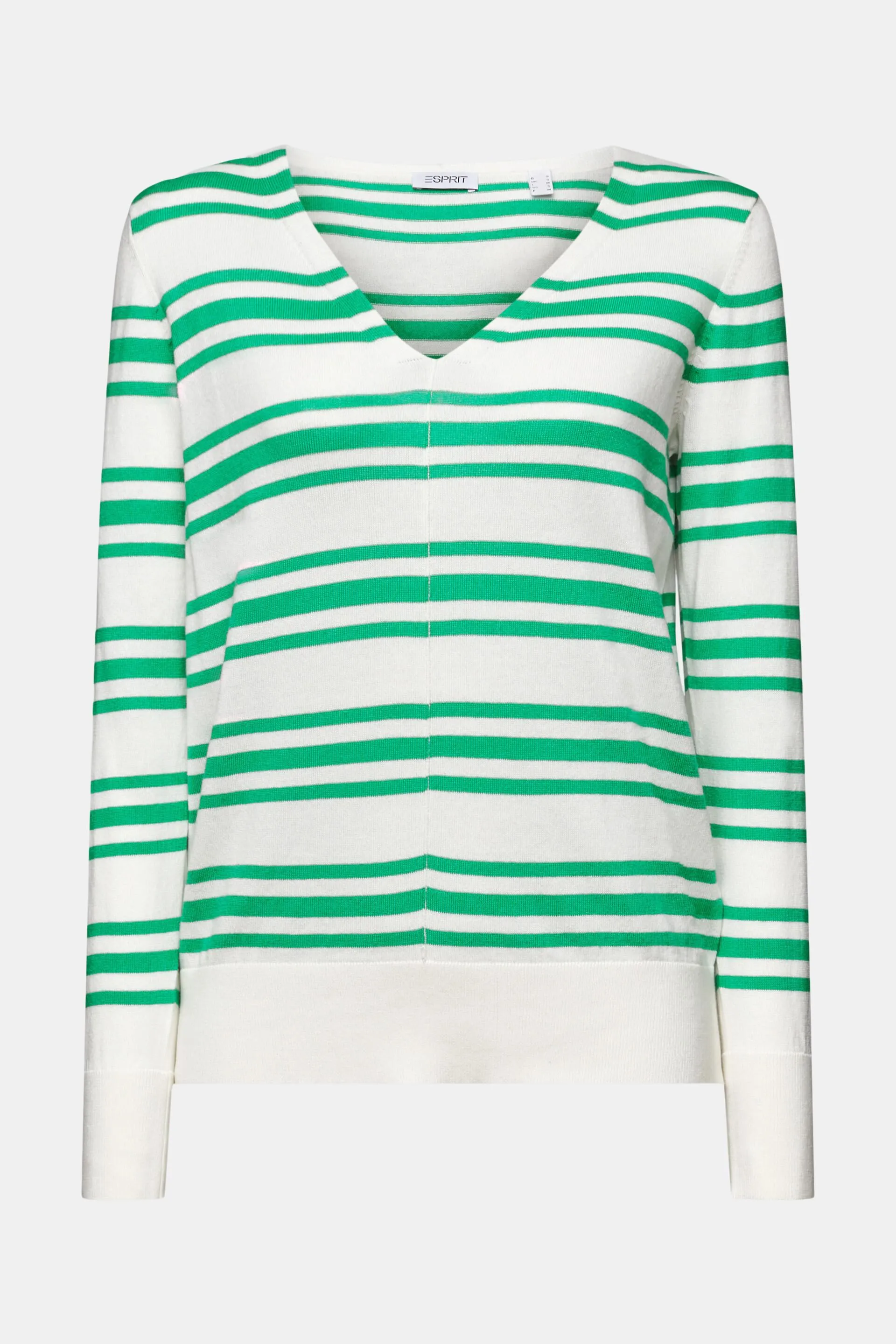 Pullover con scollo a V in cotone a righe