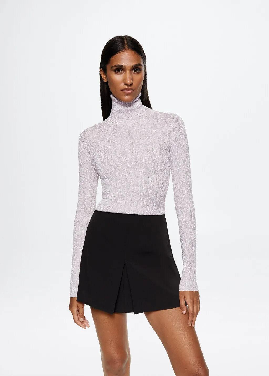Pullover coste collo con risvolto