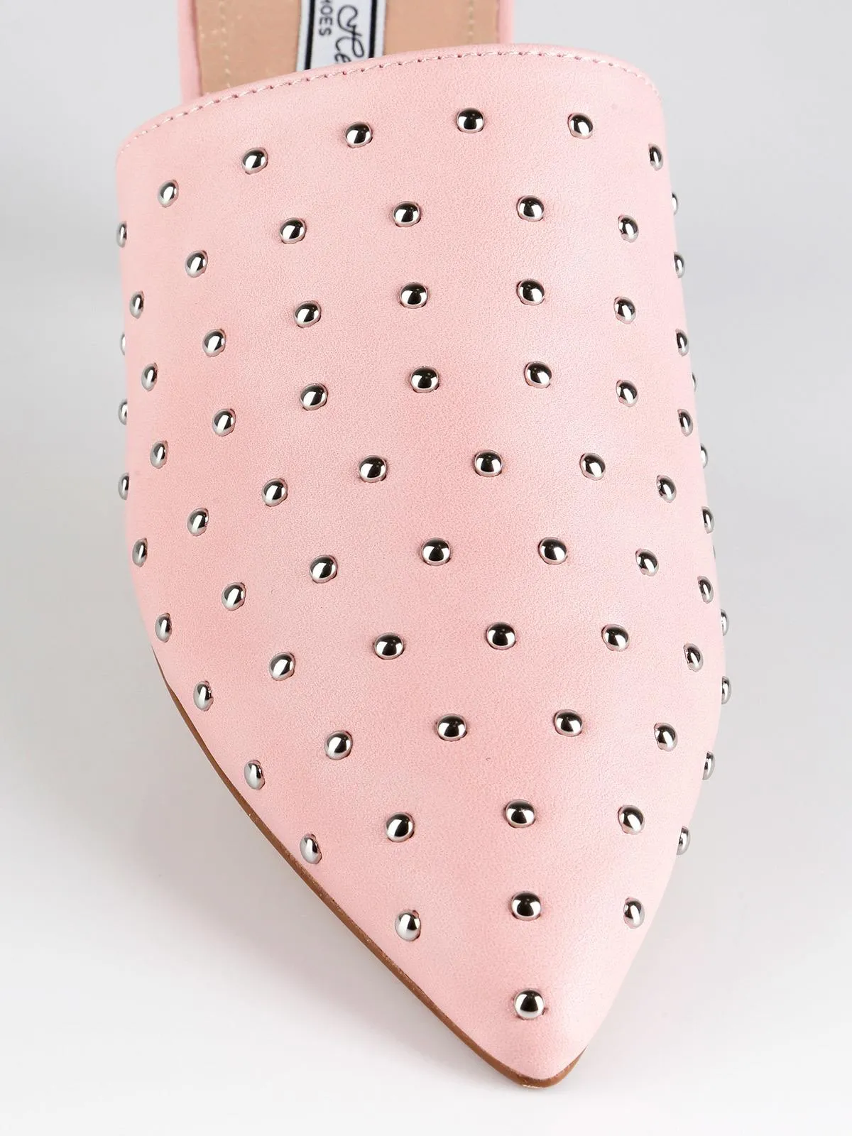 Queen Helena Sabot rose en simili cuir avec clous