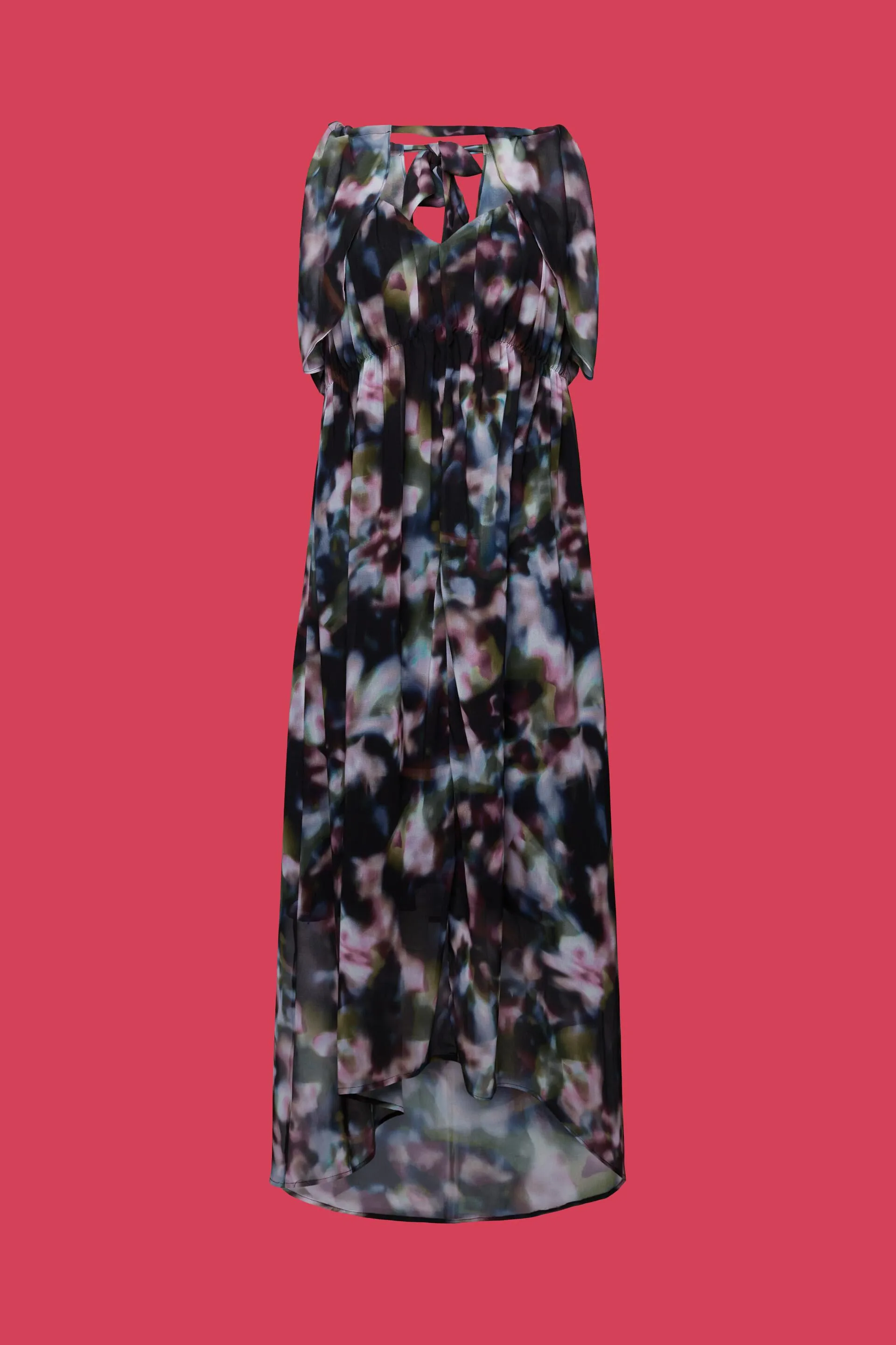 Riciclato: abito midi fantasia in chiffon