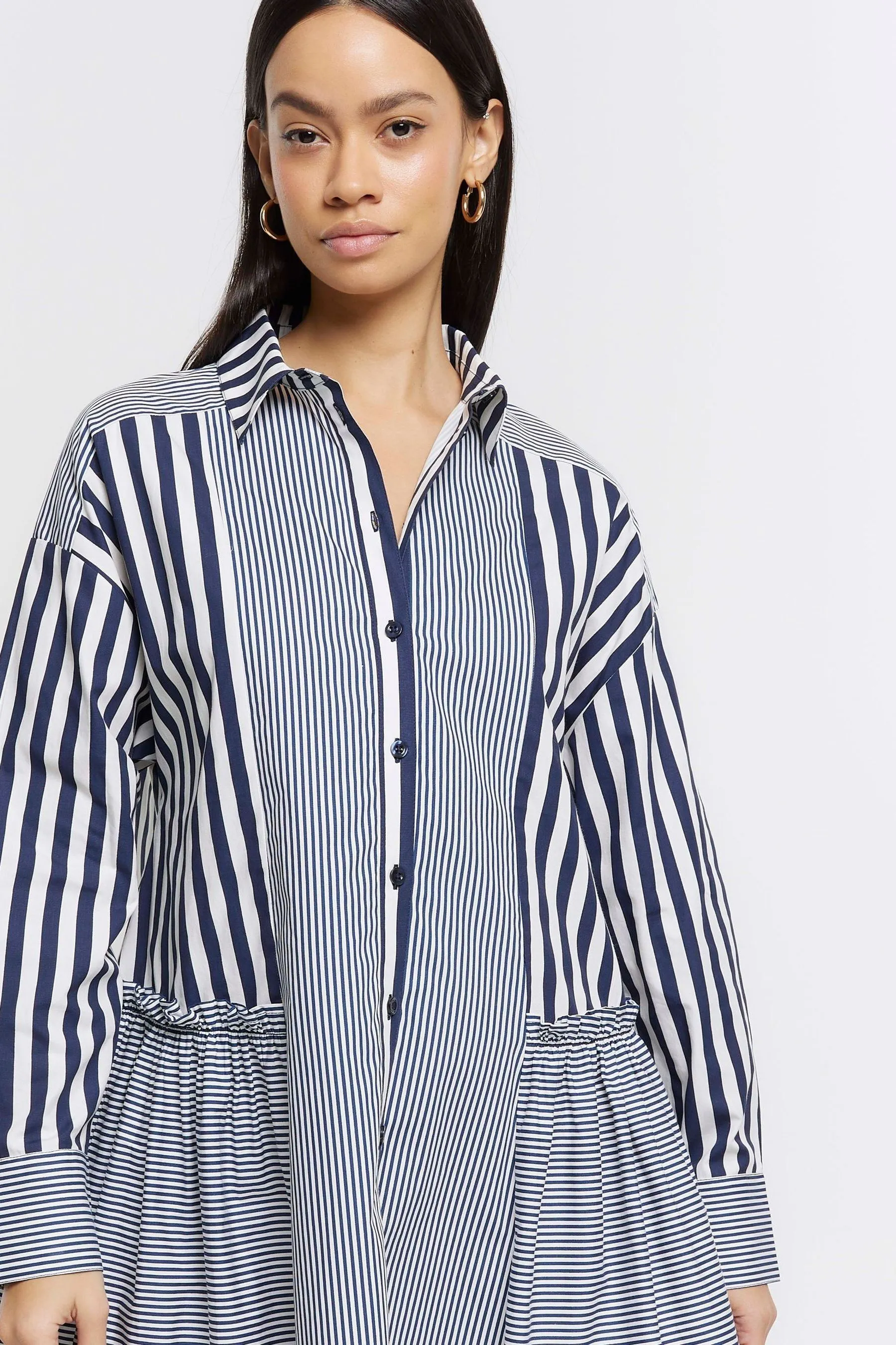 River Island A righe - Abito chemisier grembiule