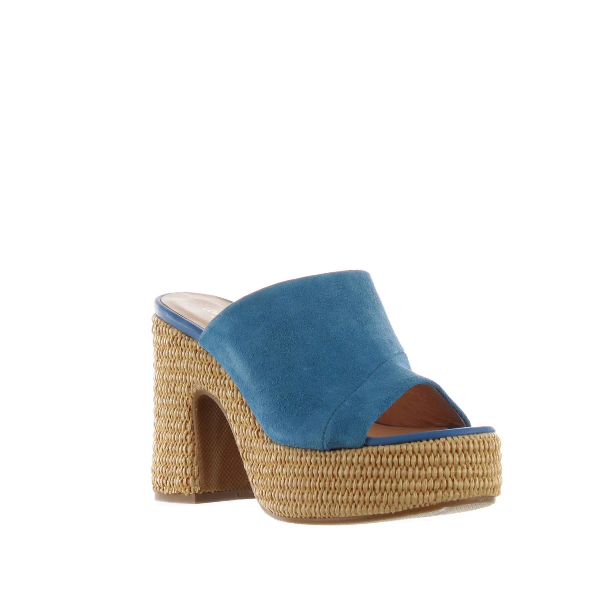 Sabot in crosta con fondo platform in raffia
