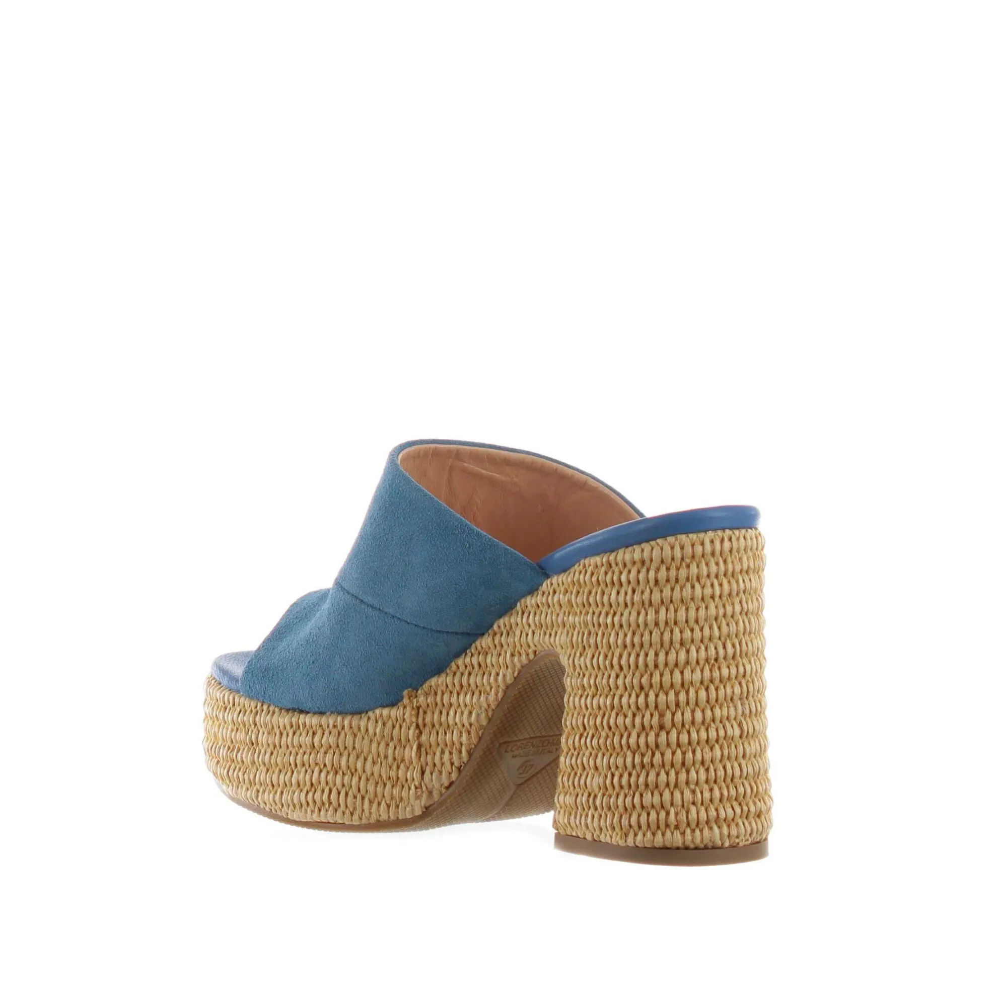 Sabot in crosta con fondo platform in raffia
