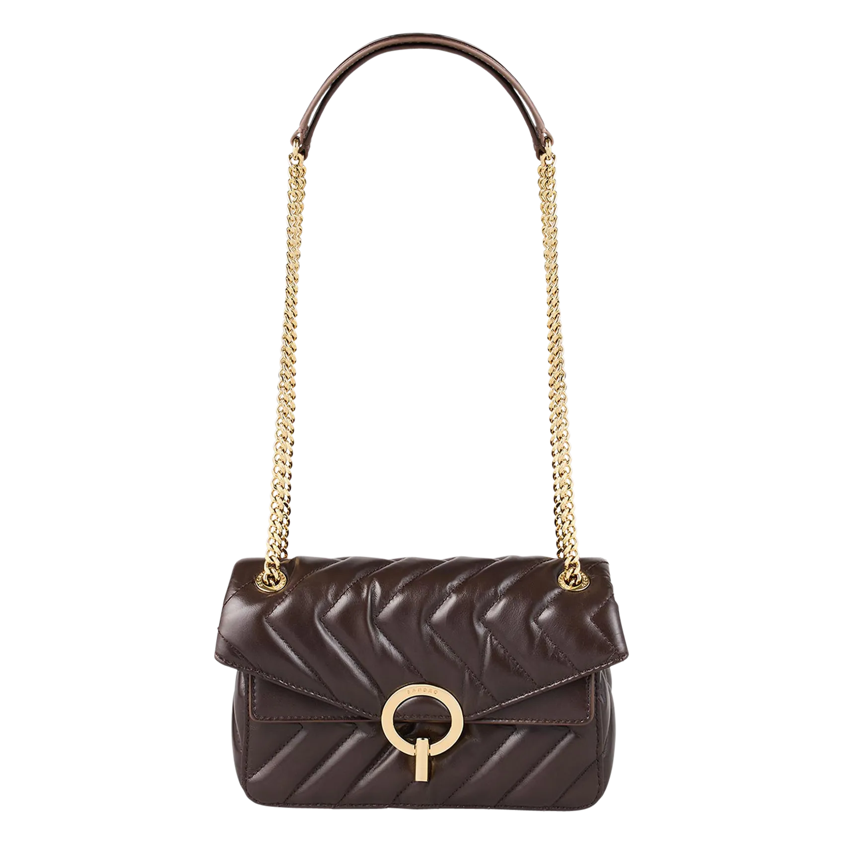  SANDRO   Borsa piccola in pelle trapuntata | Marrone