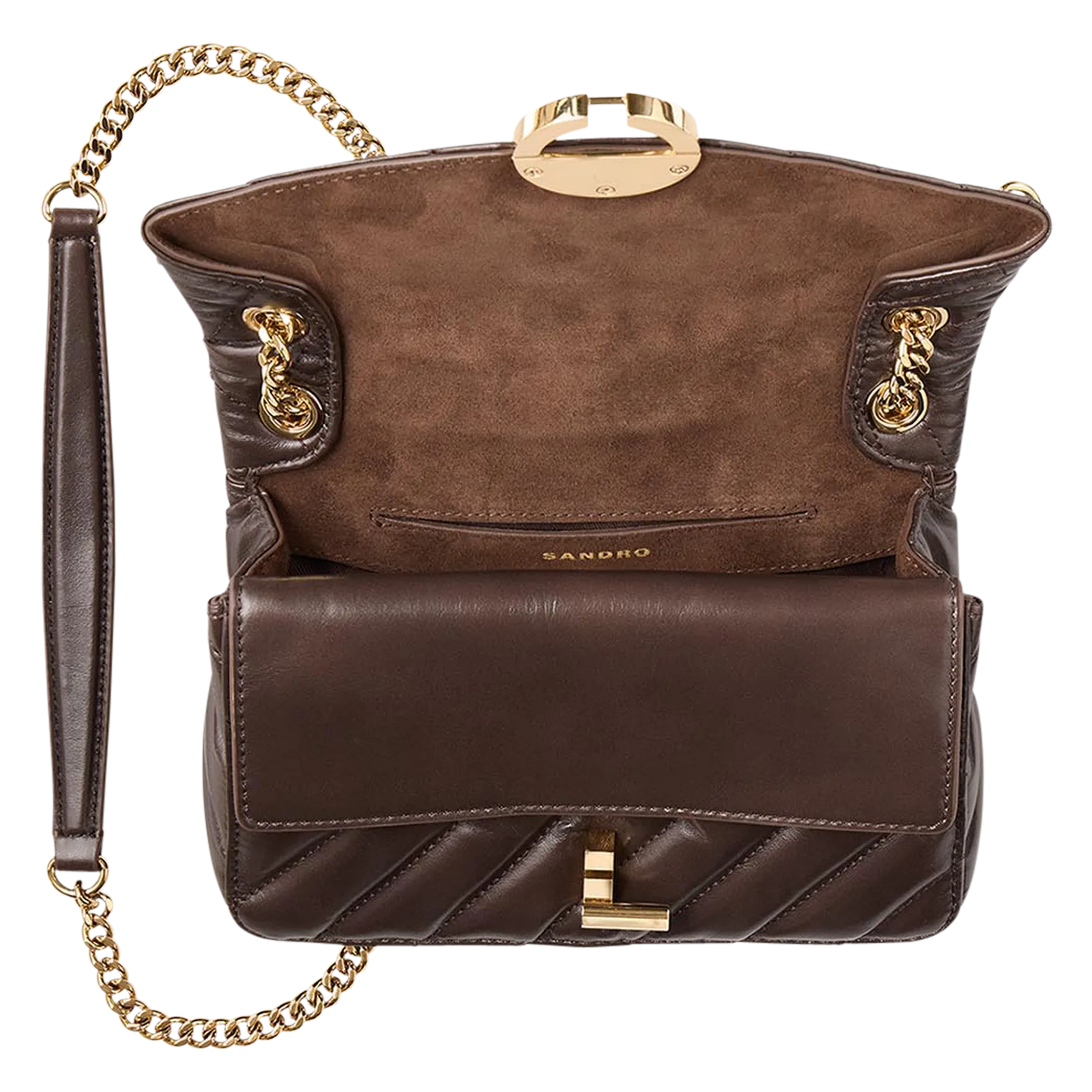  SANDRO   Borsa piccola in pelle trapuntata | Marrone