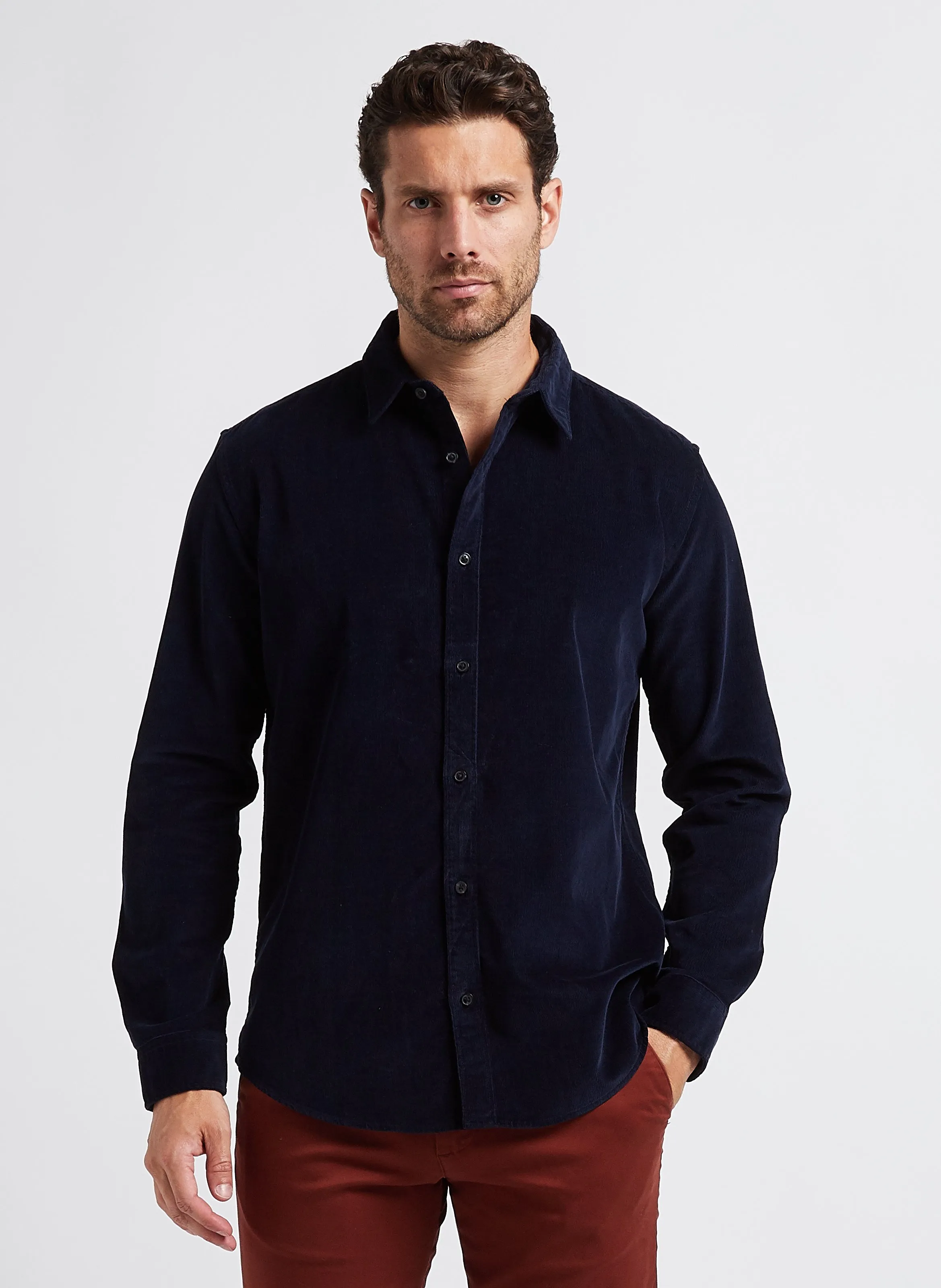  SELECTED   Camicia collo classico in misto cotone | Blu
