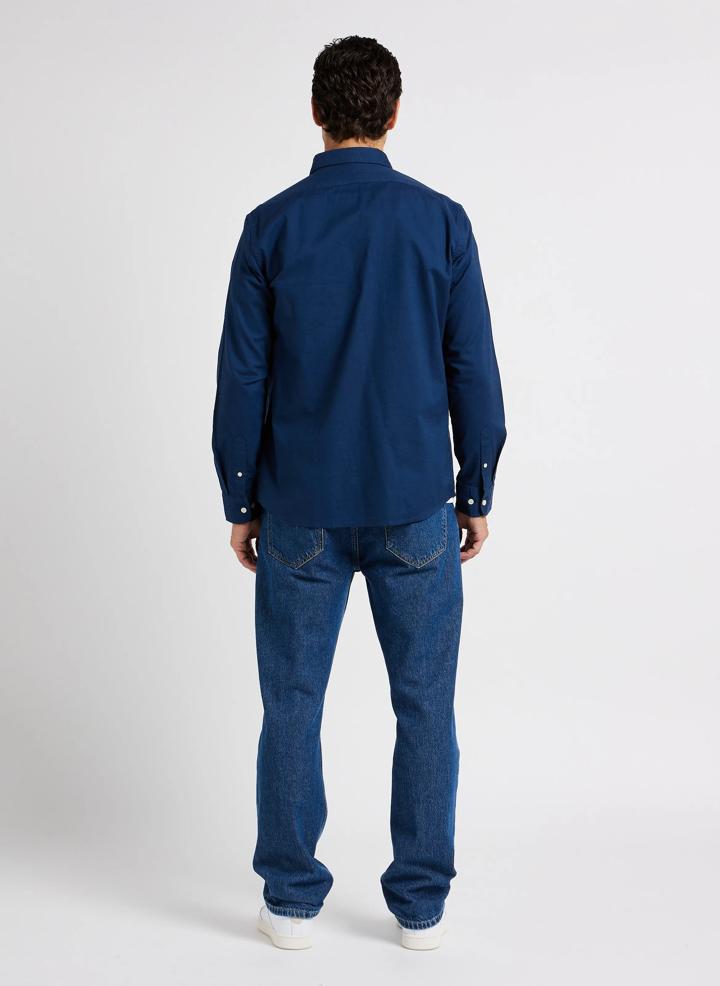  SELECTED   Camicia con collo button down in misto cotone | Blu