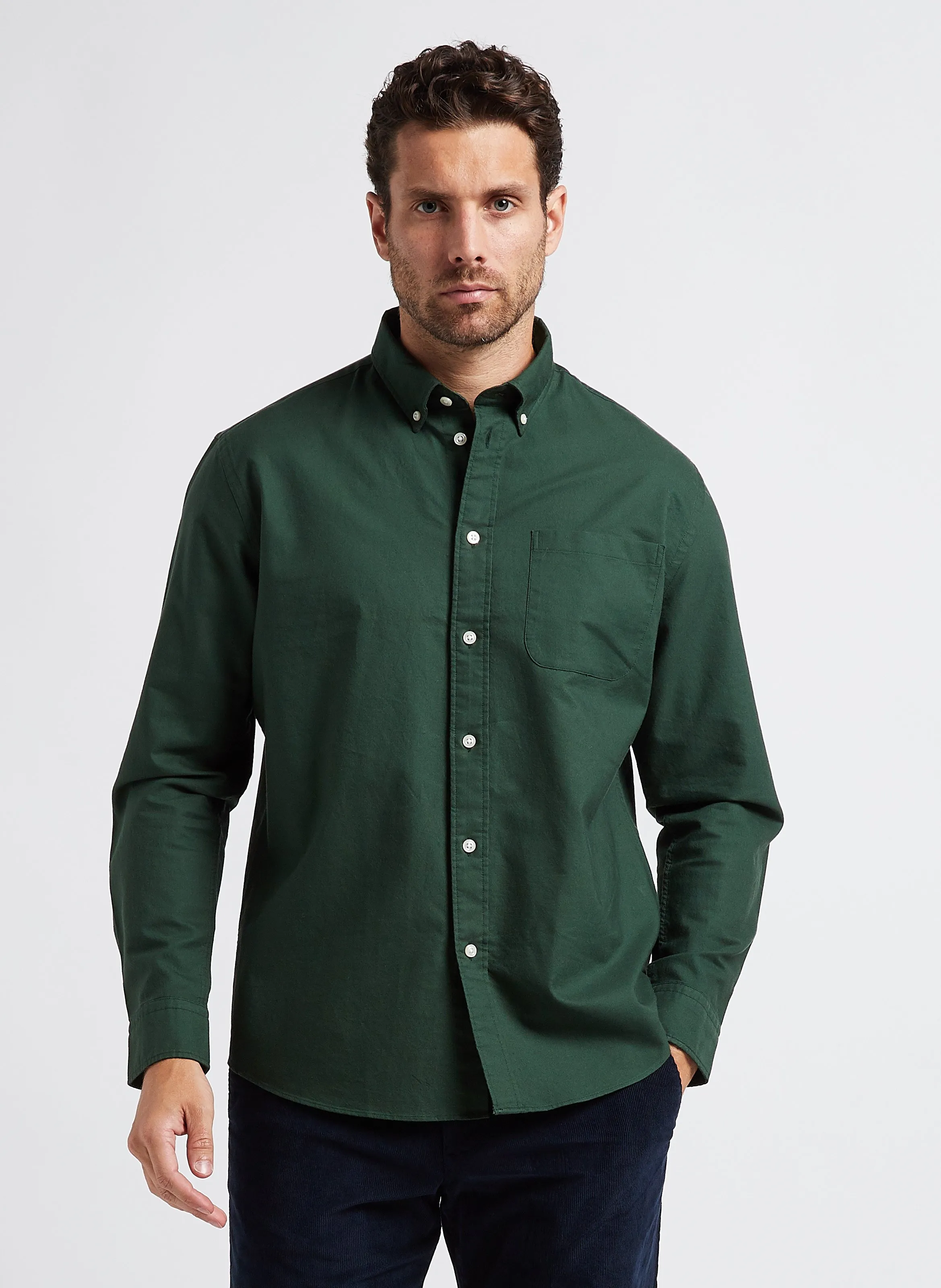  SELECTED   Camicia dritta in cotone | Verde