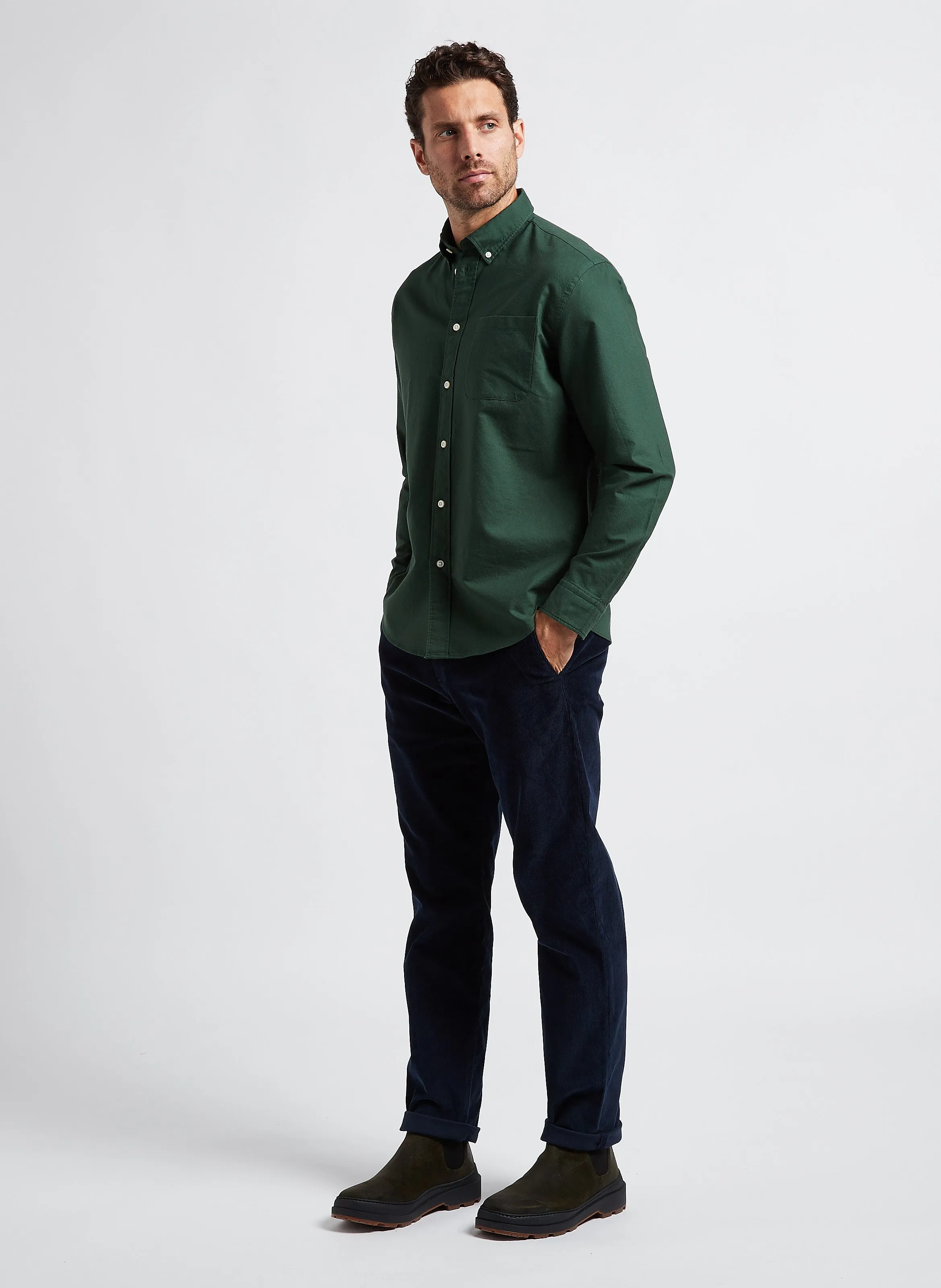  SELECTED   Camicia dritta in cotone | Verde