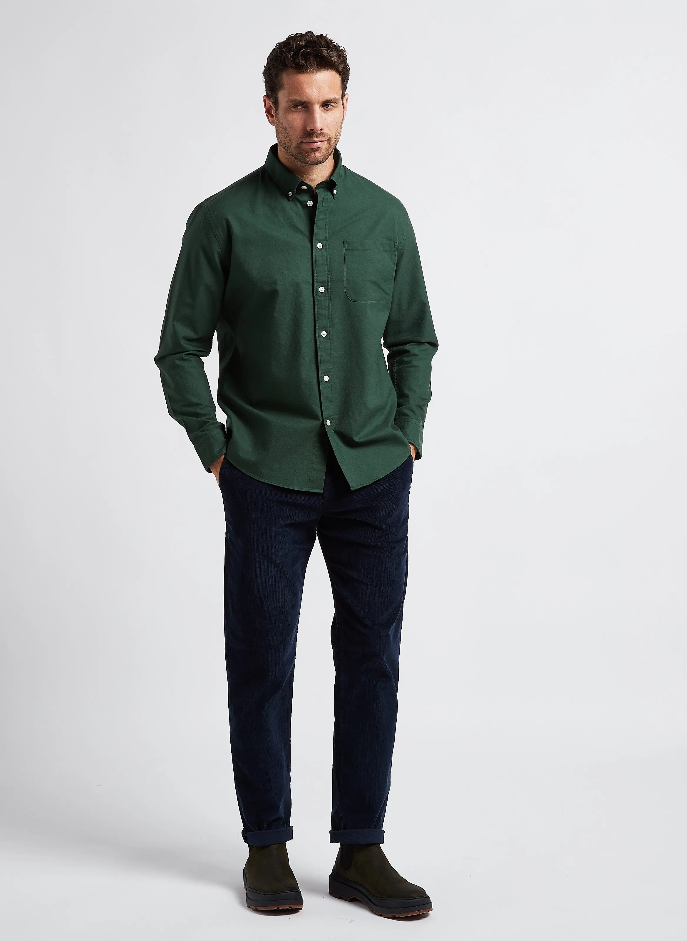  SELECTED   Camicia dritta in cotone | Verde