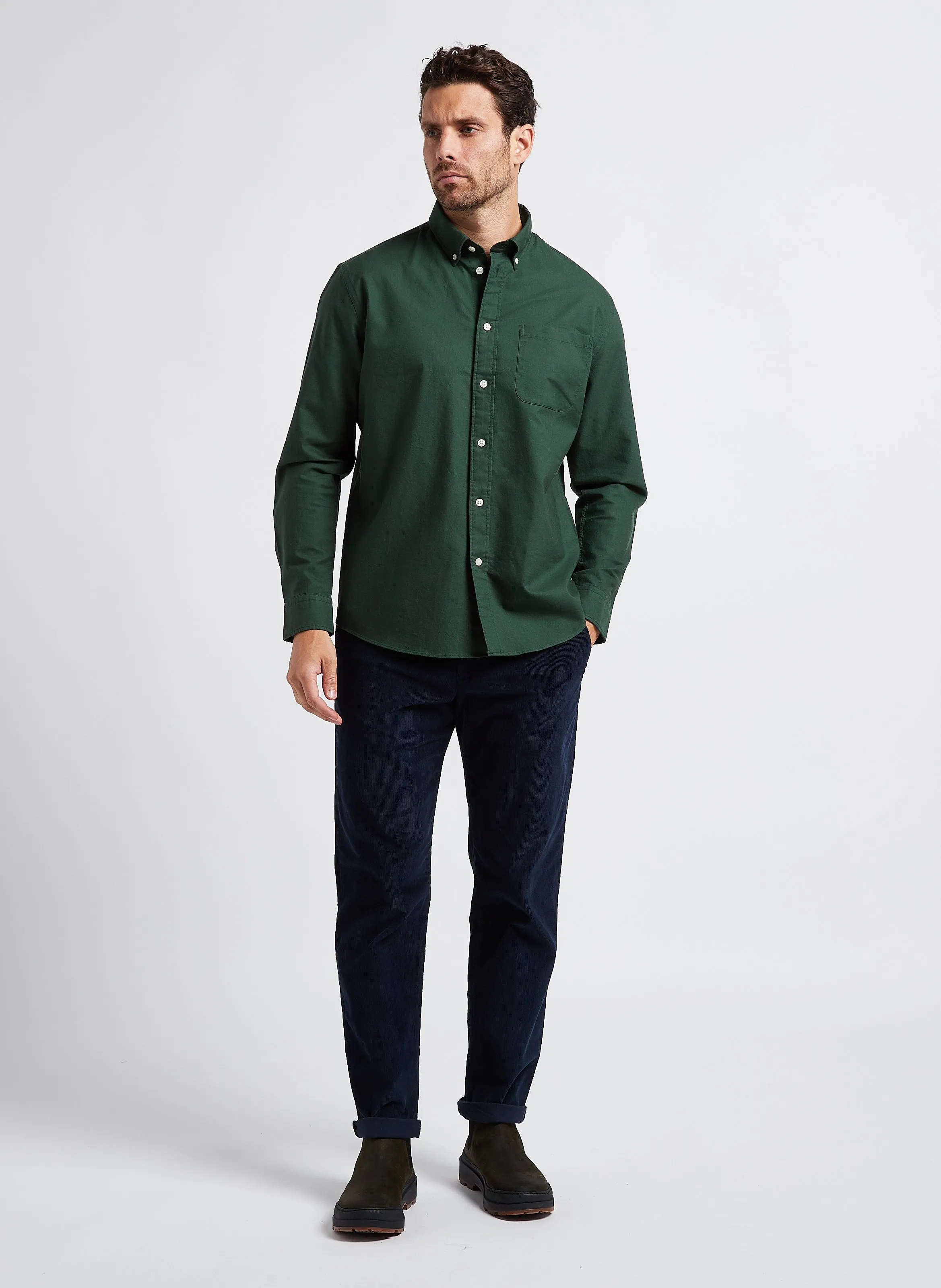  SELECTED   Camicia dritta in cotone | Verde