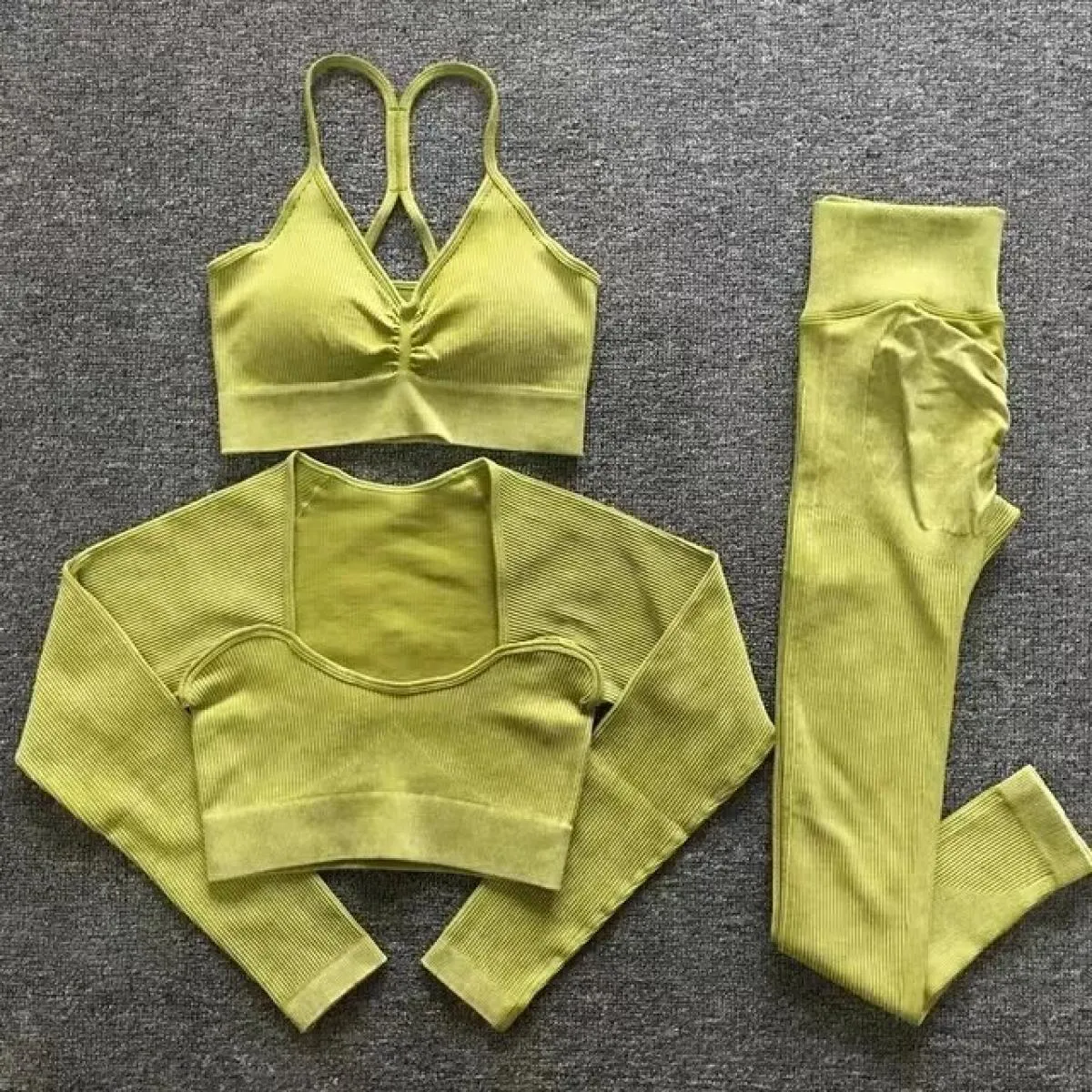 Set da allenamento a coste senza cuciture Completo da fitness Set da yoga a coste senza cuciture Set da yoga a coste senza cucit