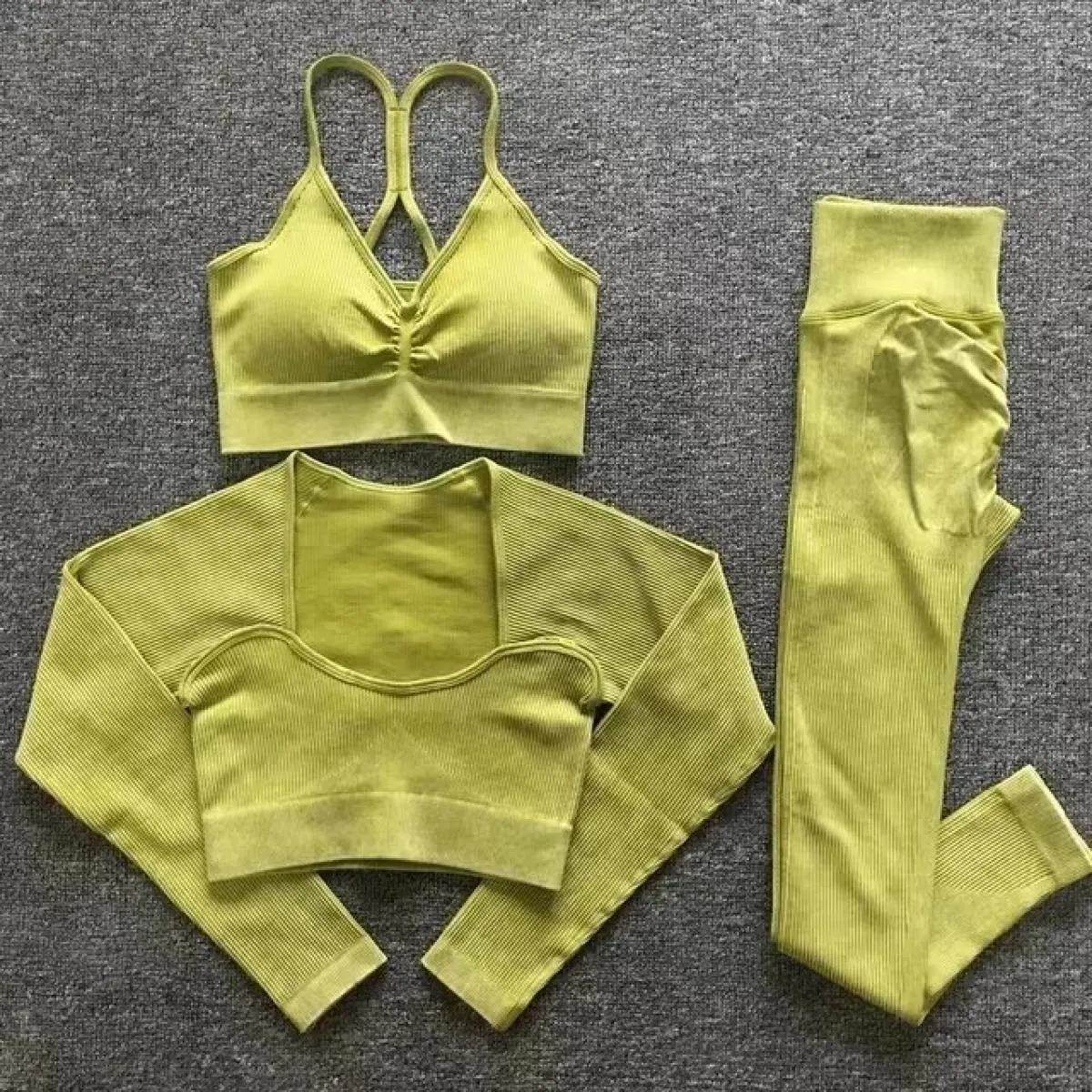 Set da allenamento a coste senza cuciture Completo da fitness Set da yoga a coste senza cuciture Set da yoga a coste senza cucit