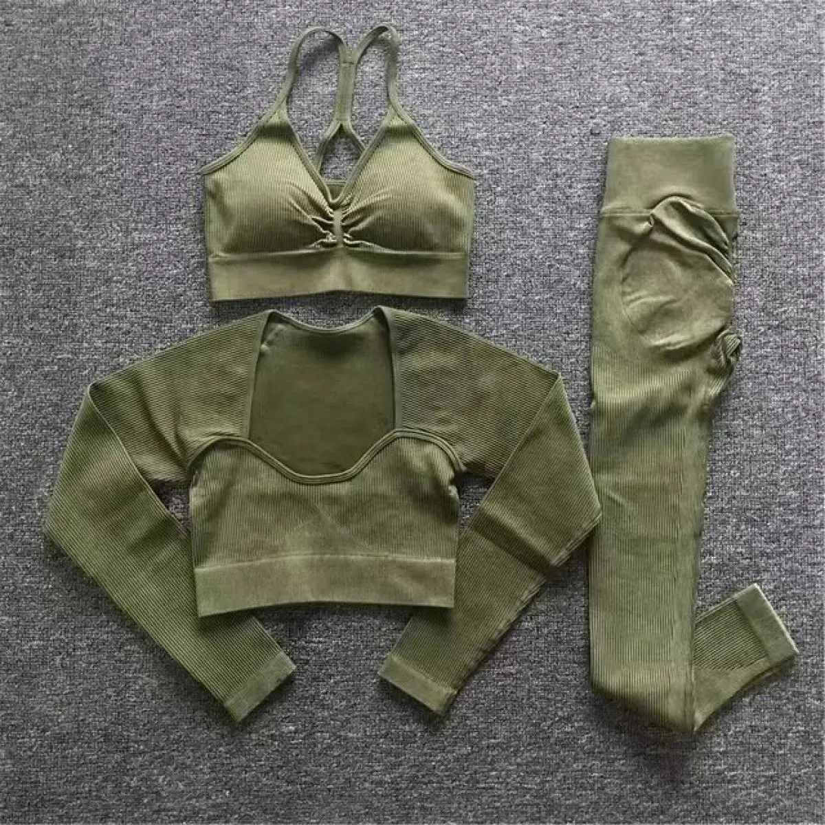 Set da allenamento a coste senza cuciture Completo da fitness Set da yoga a coste senza cuciture Set da yoga a coste senza cucit