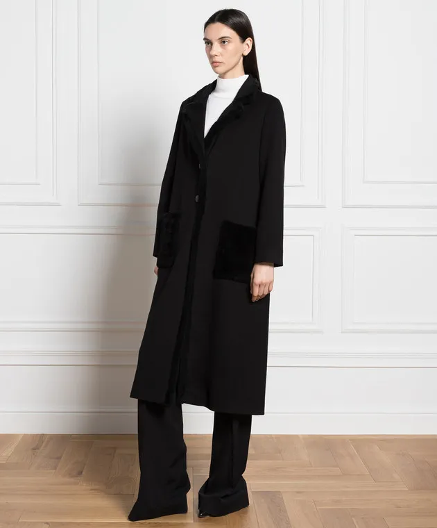 Simonetta Ravizza Cappotto in shearling di lana Oleandro nero OLEANDRO