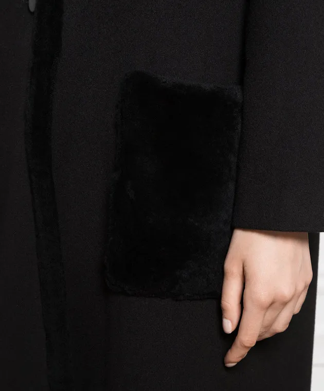 Simonetta Ravizza Cappotto in shearling di lana Oleandro nero OLEANDRO