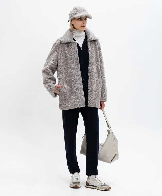 Simonetta Ravizza Cappotto in shearling grigio F04JA273H1