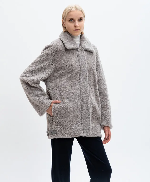 Simonetta Ravizza Cappotto in shearling grigio F04JA273H1
