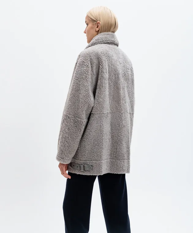 Simonetta Ravizza Cappotto in shearling grigio F04JA273H1