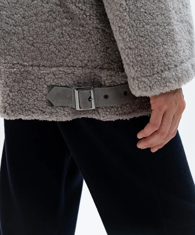 Simonetta Ravizza Cappotto in shearling grigio F04JA273H1