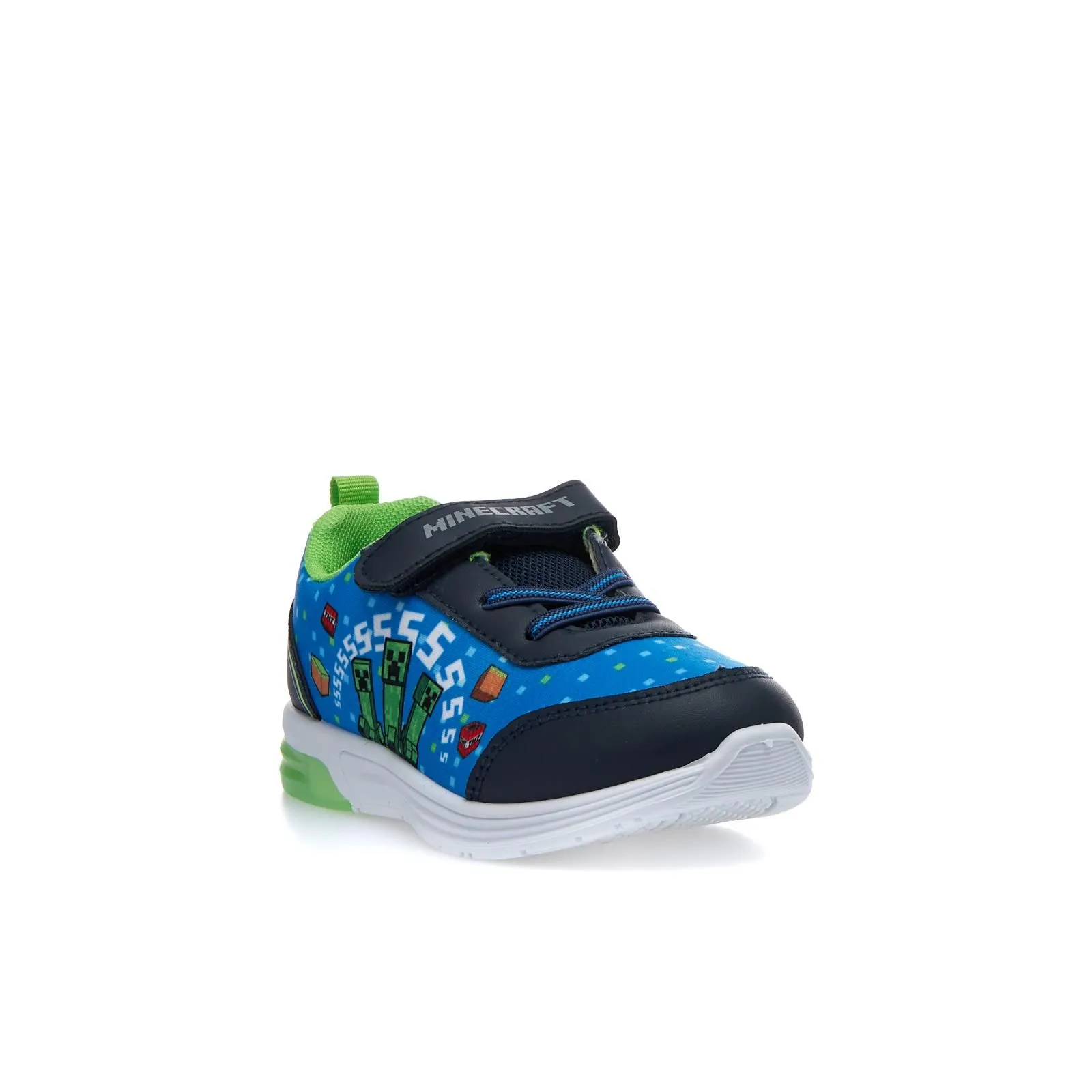 Sneakers azzurre stampa cartoon con lacci, strappo e luci