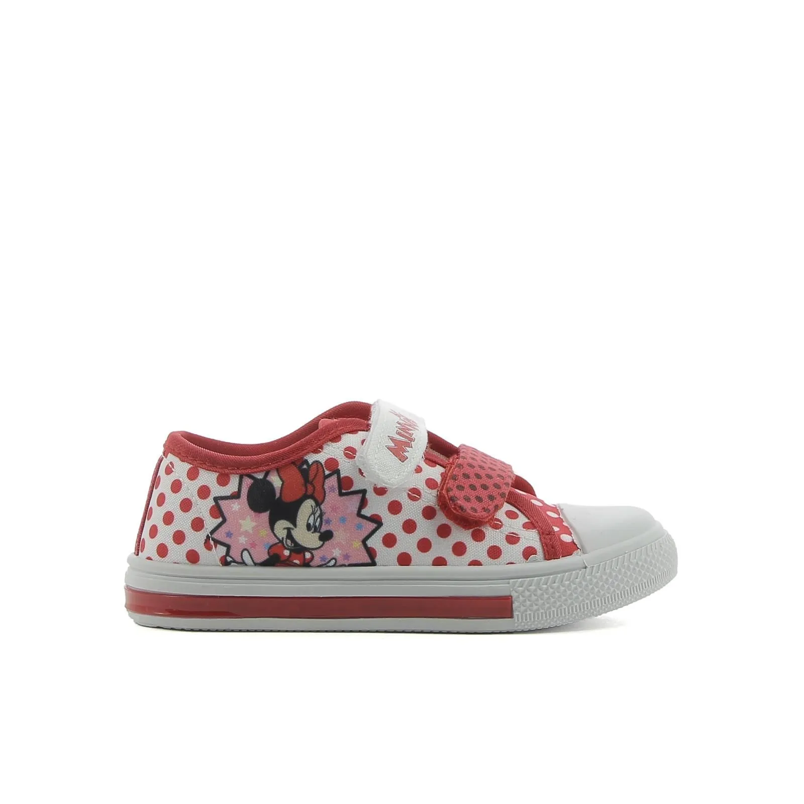 Sneakers bianche e rosse Minnie con luci