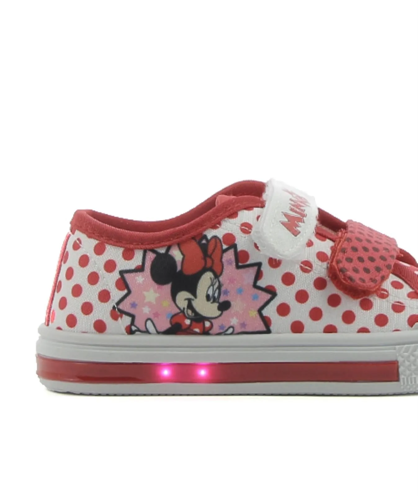 Sneakers bianche e rosse Minnie con luci