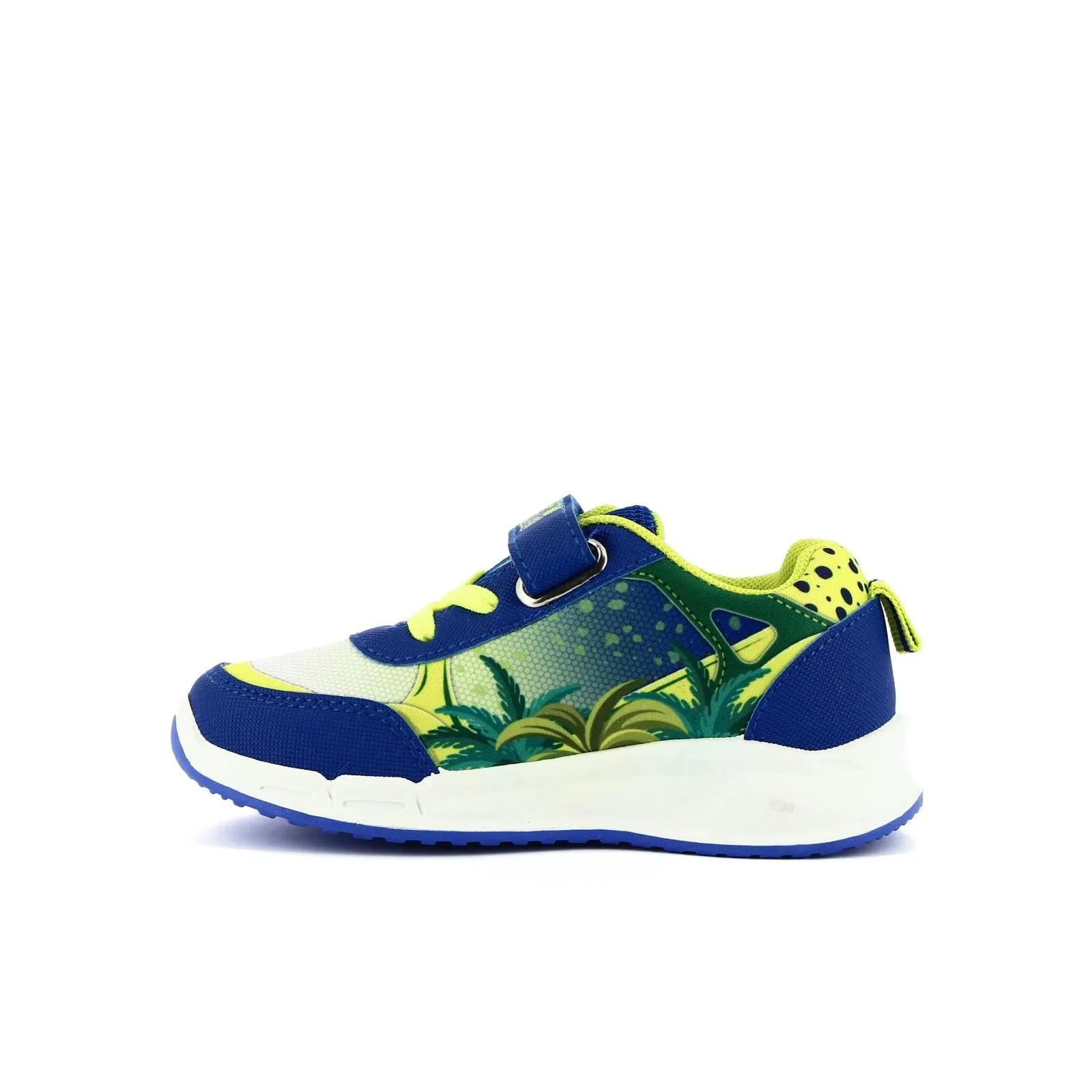 Sneakers blu bambino stampa cartoon con velcro e luci