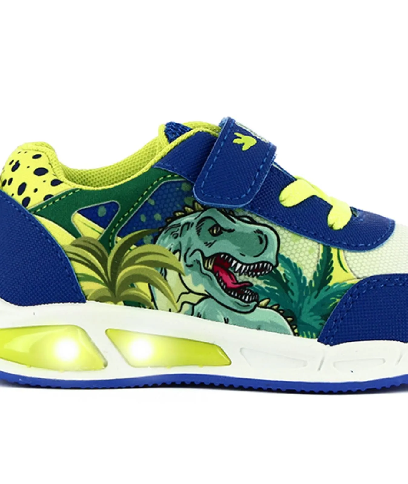 Sneakers blu bambino stampa cartoon con velcro e luci