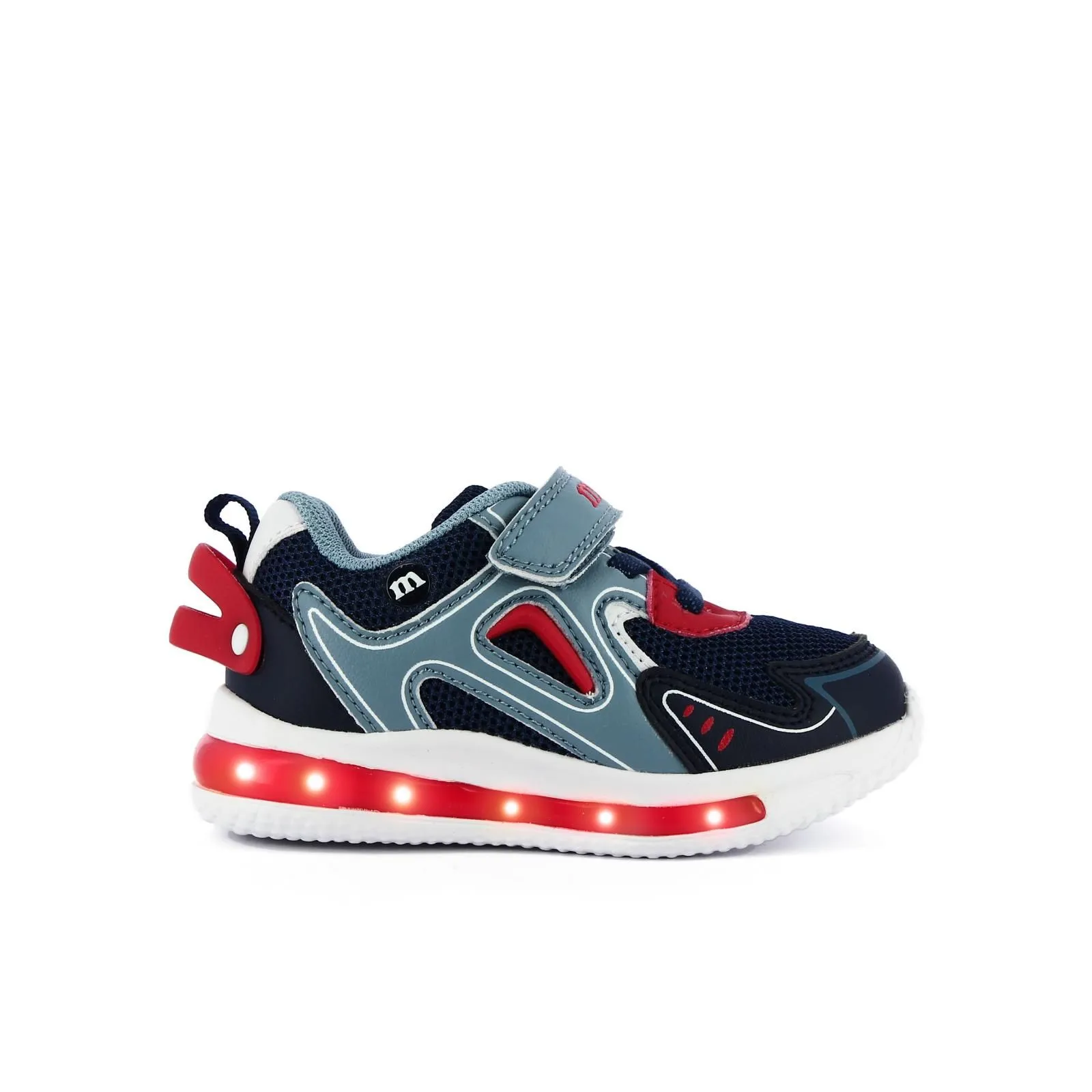 Sneakers blu da bambino con strappo e luci