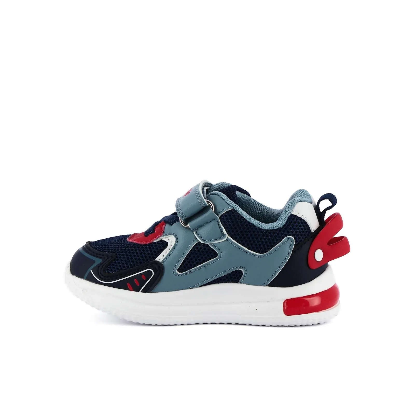 Sneakers blu da bambino con strappo e luci