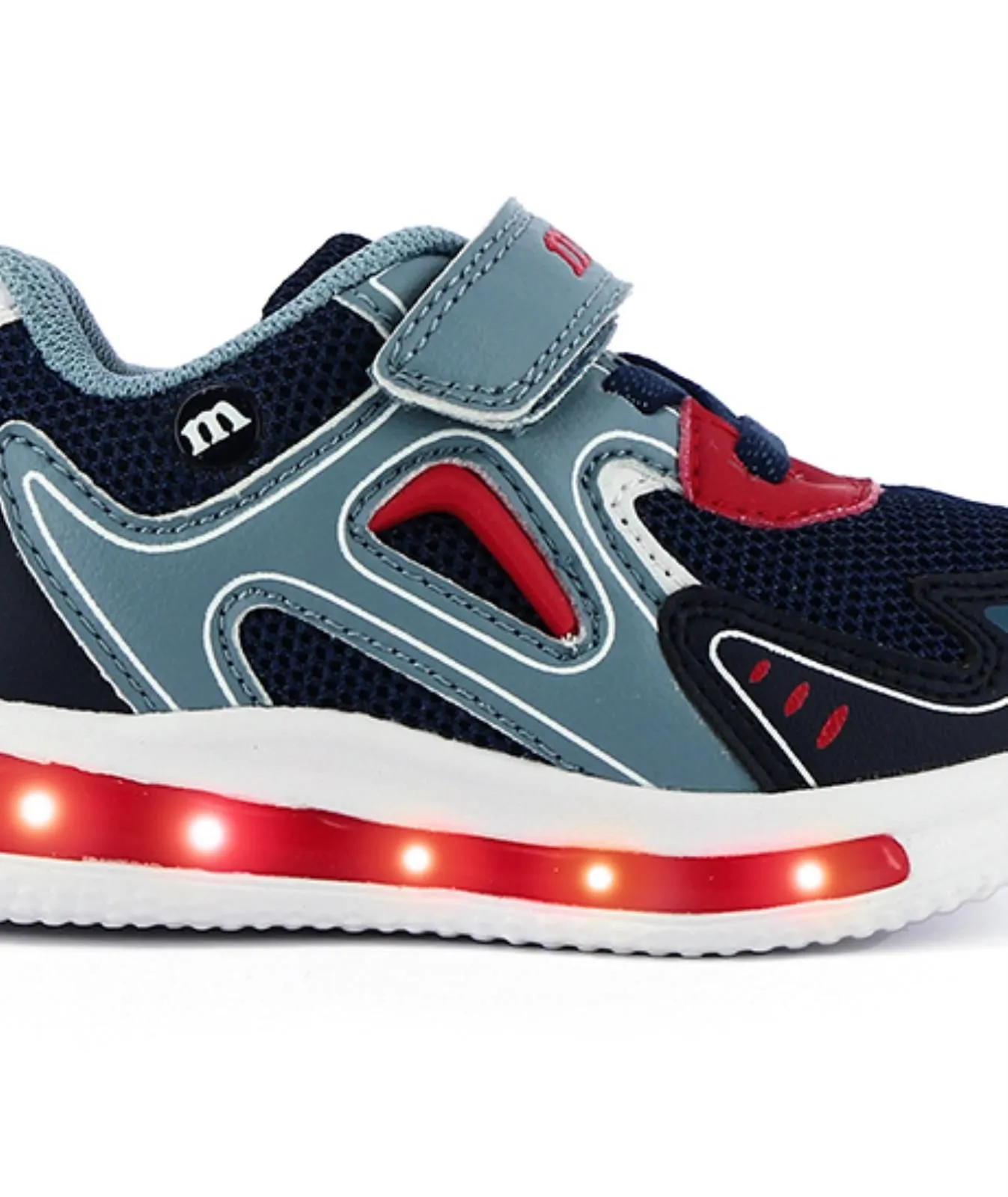Sneakers blu da bambino con strappo e luci