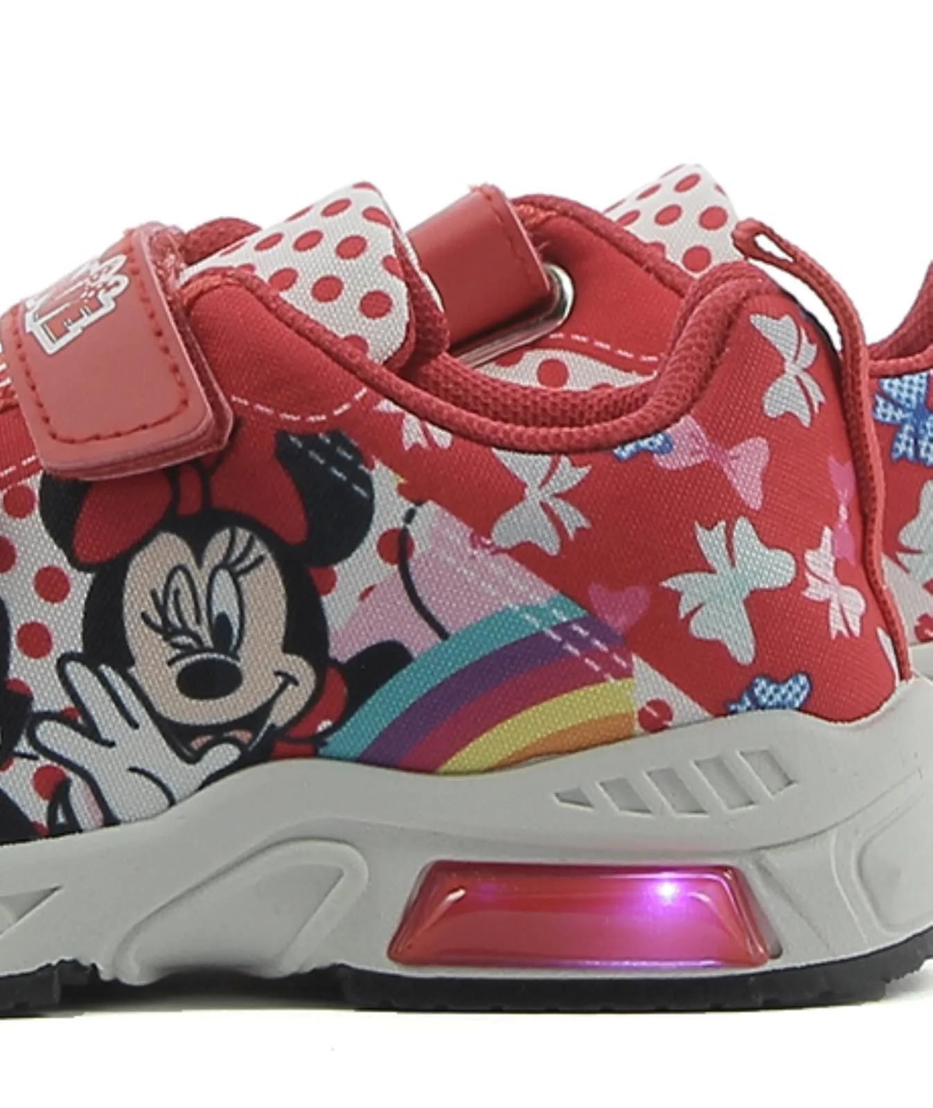 Sneakers rosse stampa Minnie con luci