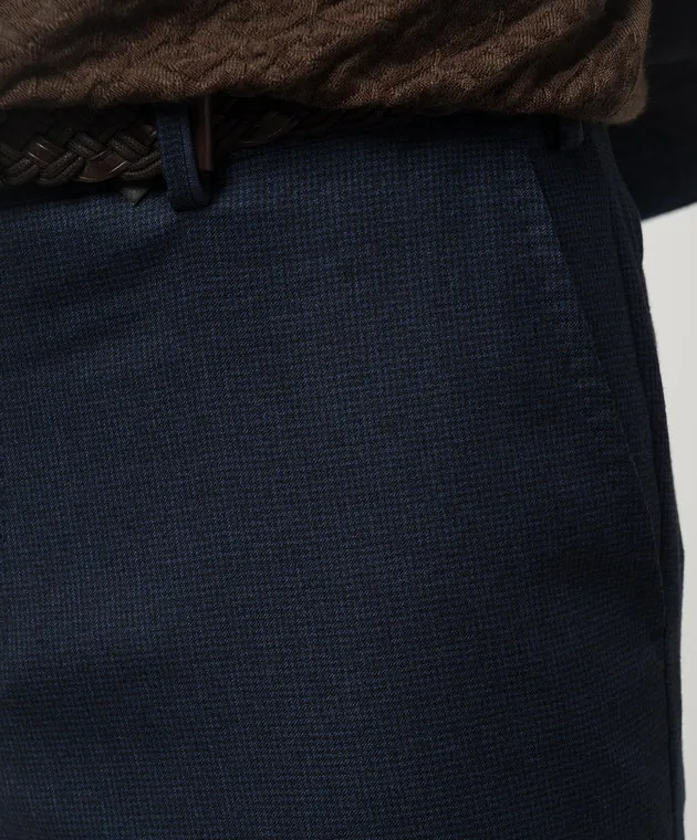 Stefano Ricci Pantaloni in lana blu con stemma a forma di testa d'aquila in metallo M5T22SR2TAT045HA