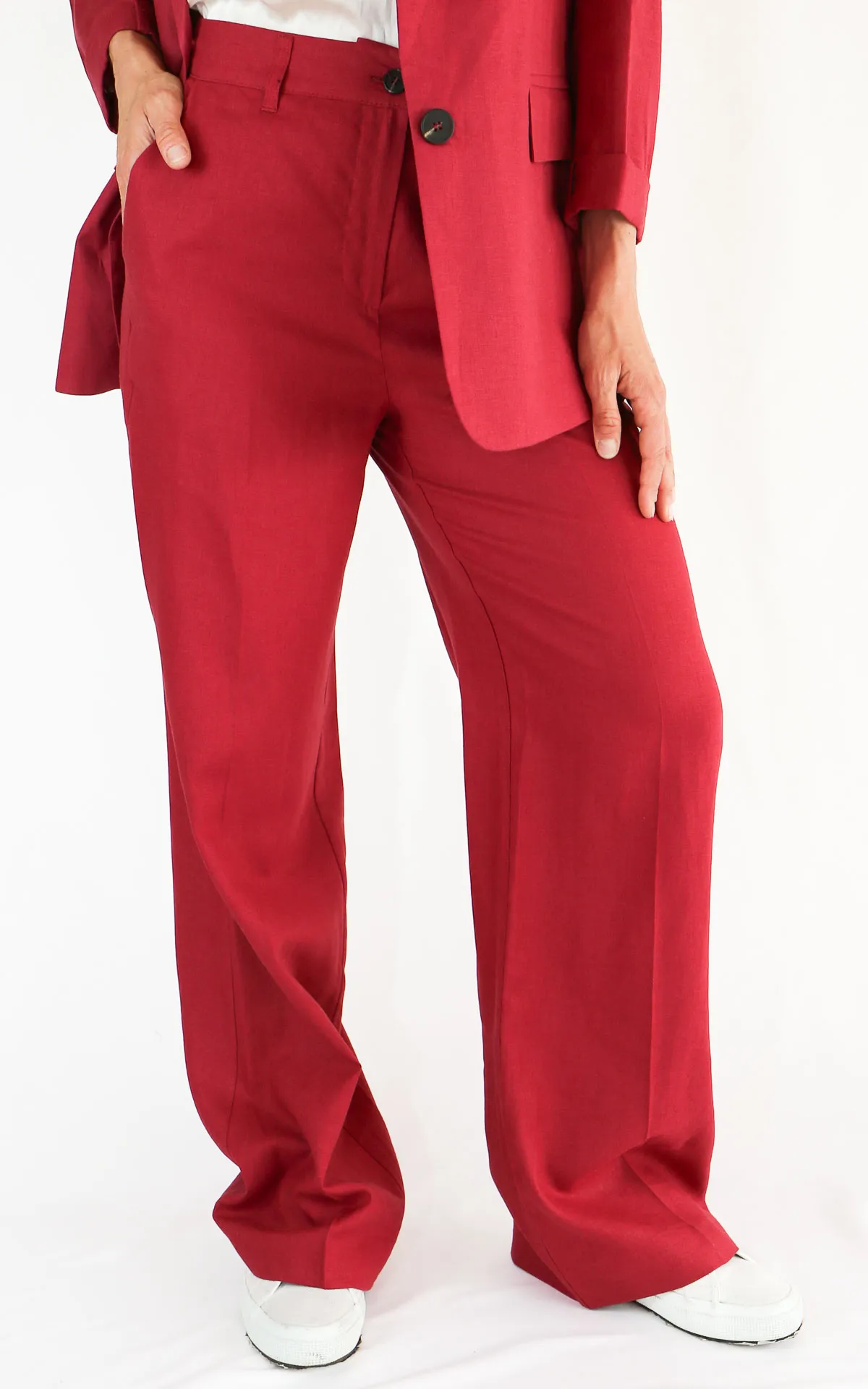 Susymix – pantalone lino – bordeaux