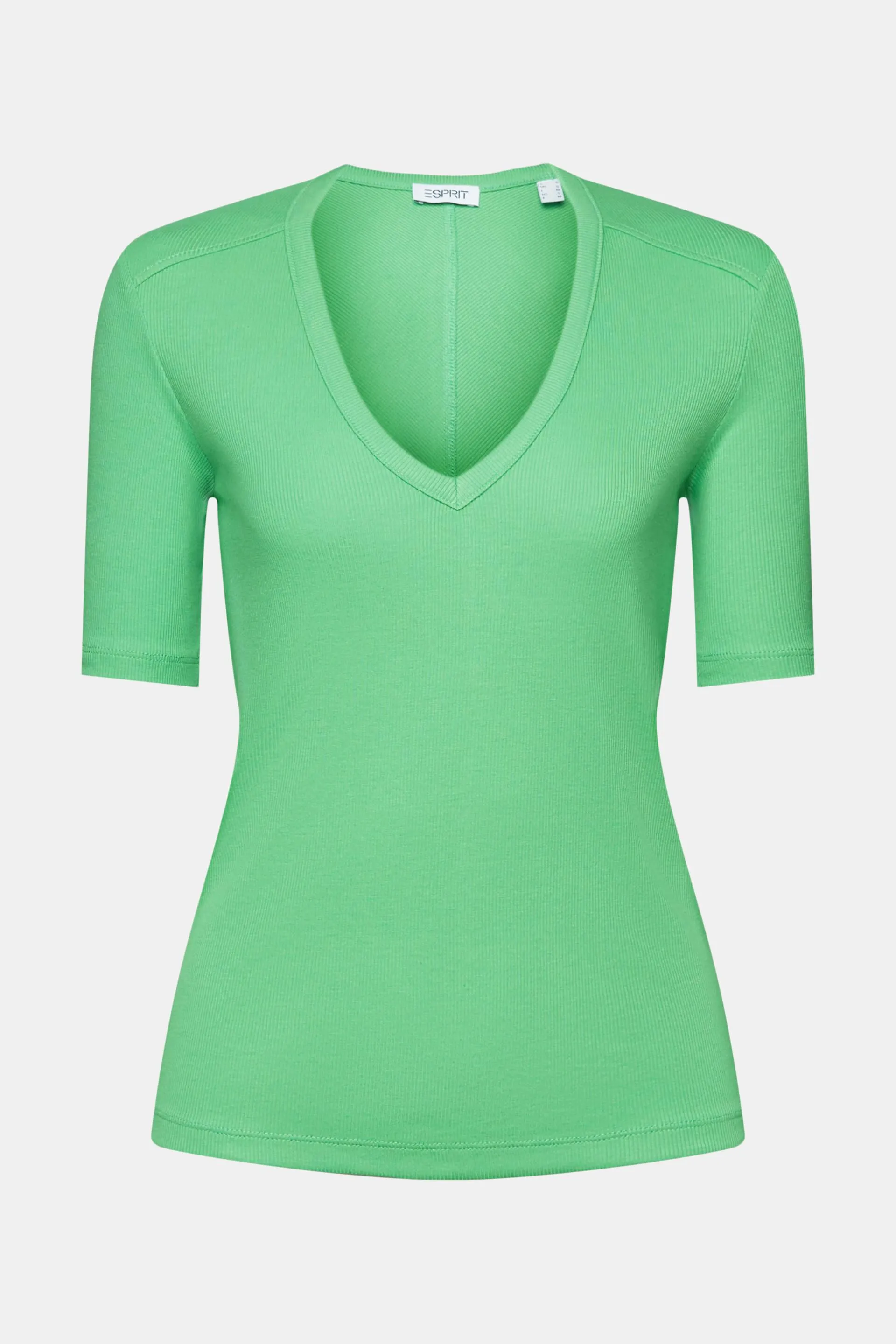 T-shirt a coste con scollo a V
