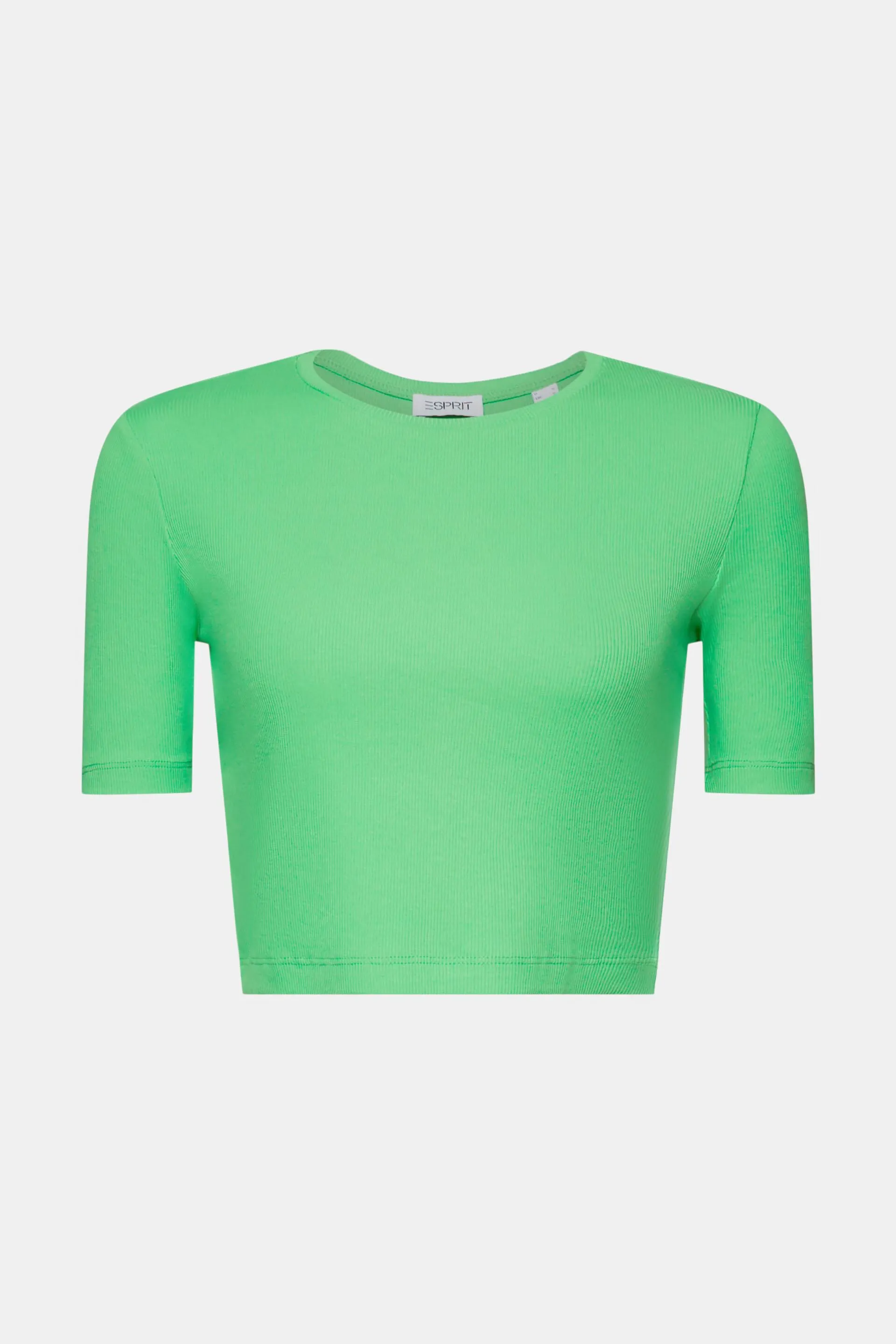 T-shirt accorciata in cotone a coste