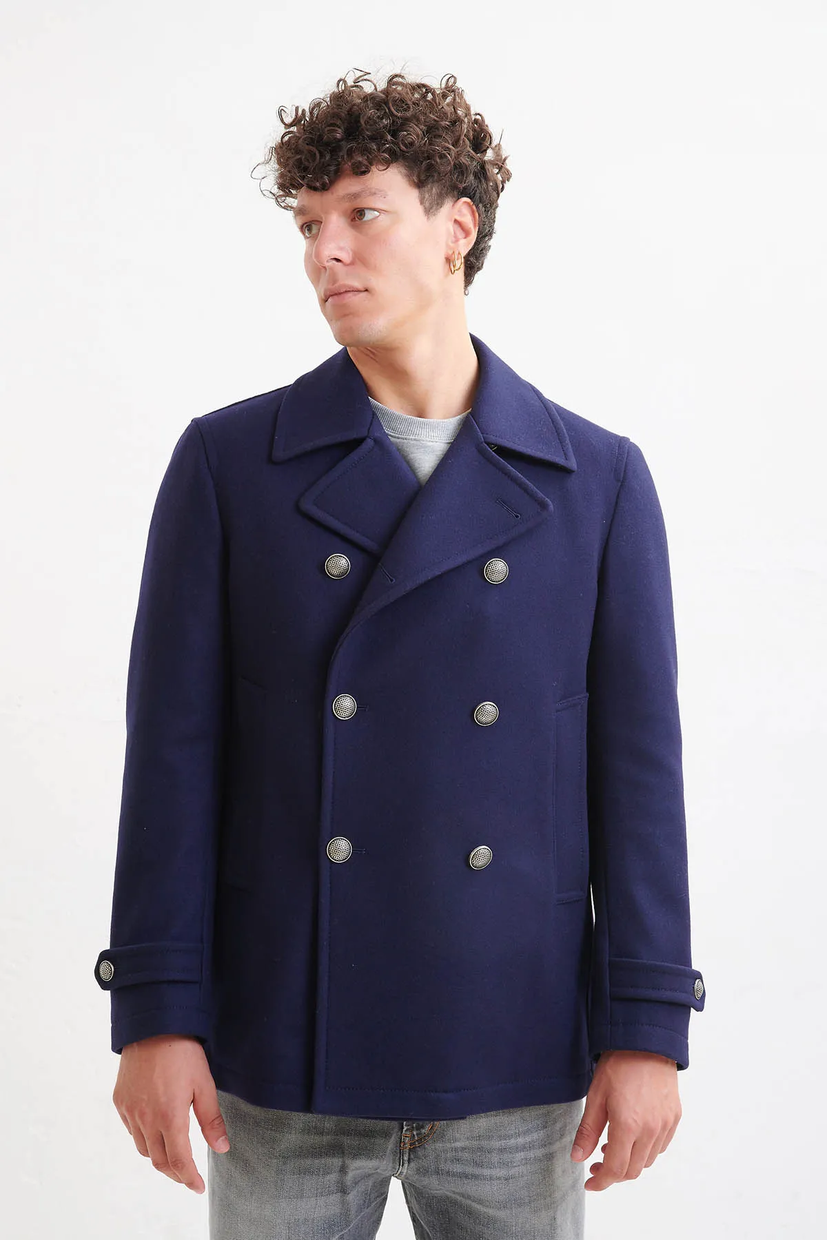 TAGLIATORE Giaccone peacoat  blu con bottoni a contrasto