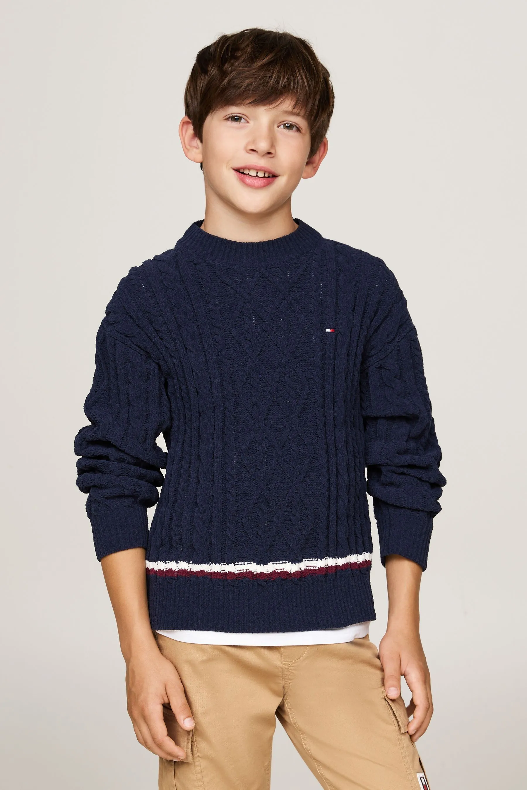 Tommy Hilfiger Blu - Global Ciniglia Maglione a trecce    