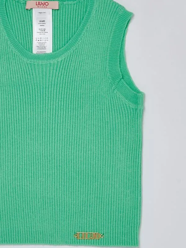 Top bambina Liu Jo in maglia a coste Menta