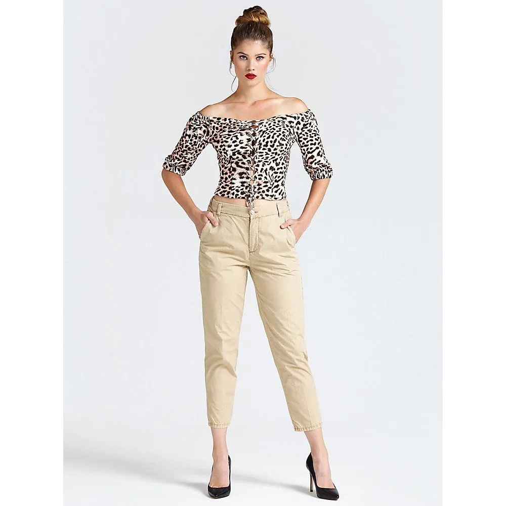 Top corto leopardato